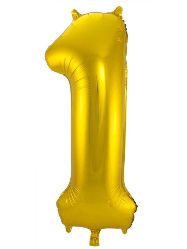 Folieballon cijfer 1 goud 86cm