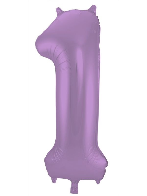 Folieballon cijfer 1 metallic paars 86cm
