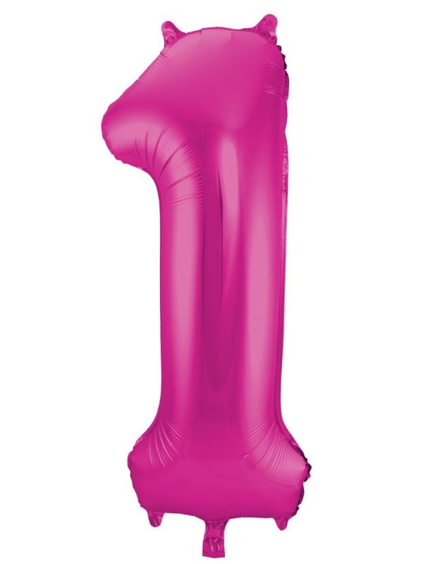 Folieballon cijfer 1 roze 86cm