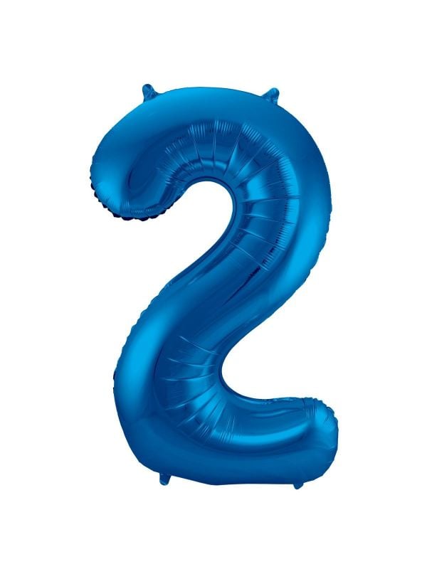 Folieballon cijfer 2 blauw 86cm