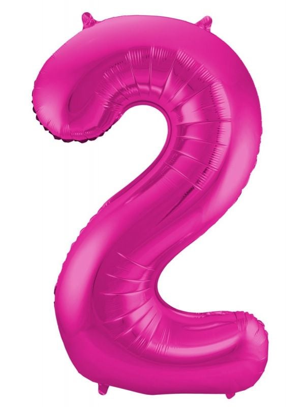 Folieballon cijfer 2 roze 86cm