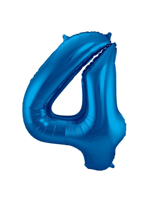Folieballon cijfer 4 blauw 86cm