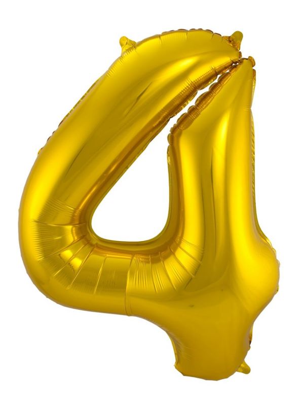 Folieballon cijfer 4 goud 86cm