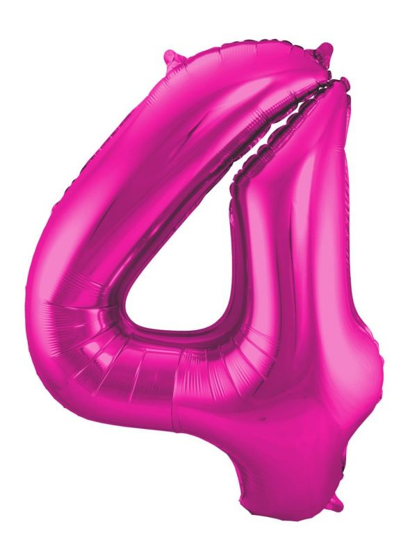 Folieballon cijfer 4 roze 86cm