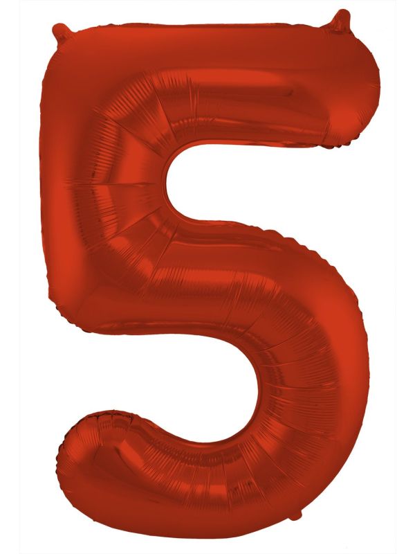 Folieballon cijfer 5 metallic rood 86cm main product photo