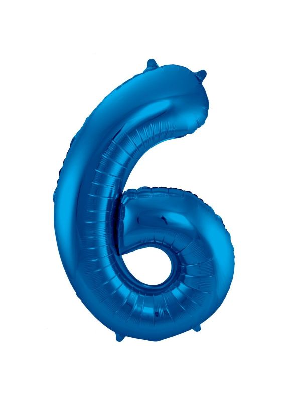 Folieballon cijfer 6 blauw 86cm