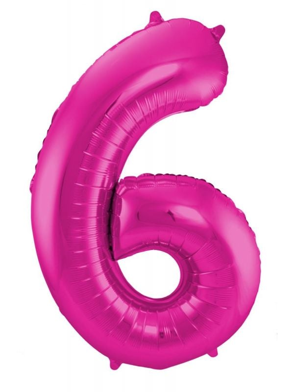 Folieballon cijfer 6 roze 86cm