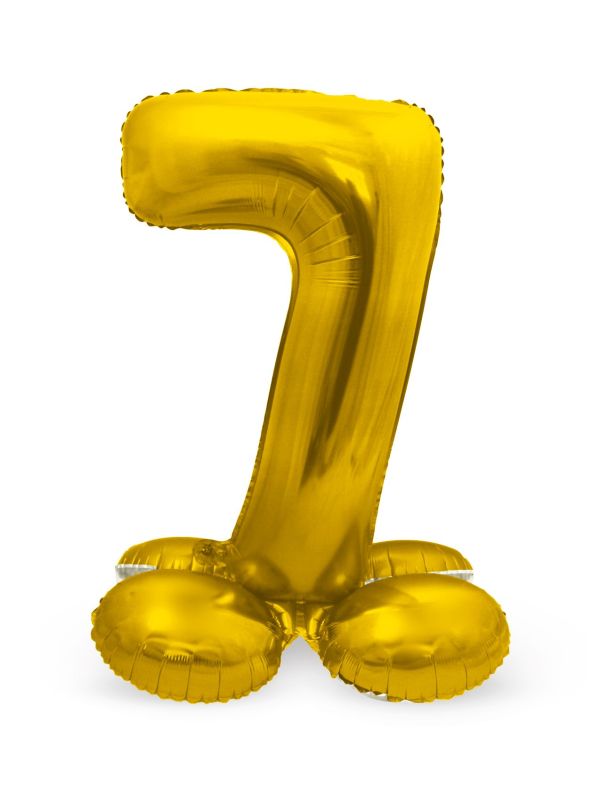 Folieballon cijfer 7 goud met standaard 72cm main product photo