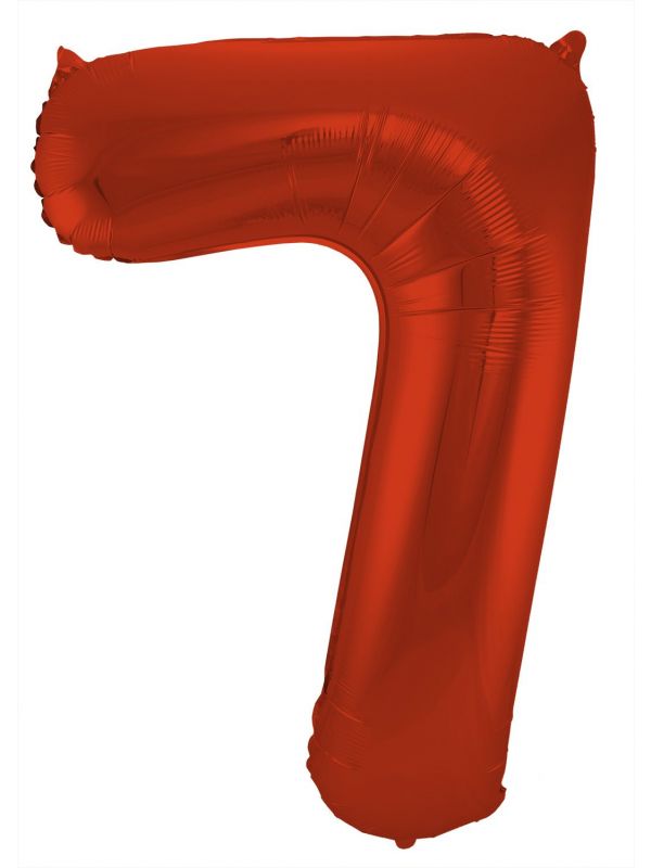 Folieballon cijfer 7 metallic rood 86cm