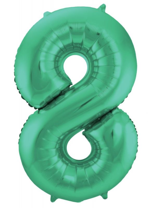Folieballon cijfer 8 metallic groen 86cm