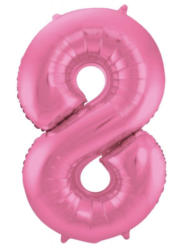 Folieballon cijfer 8 metallic roze 86cm