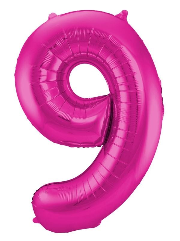 Folieballon cijfer 9 roze 86cm