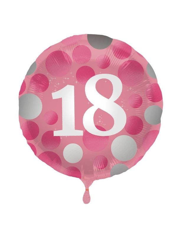 Folieballon glossy 18 happy birthday roze