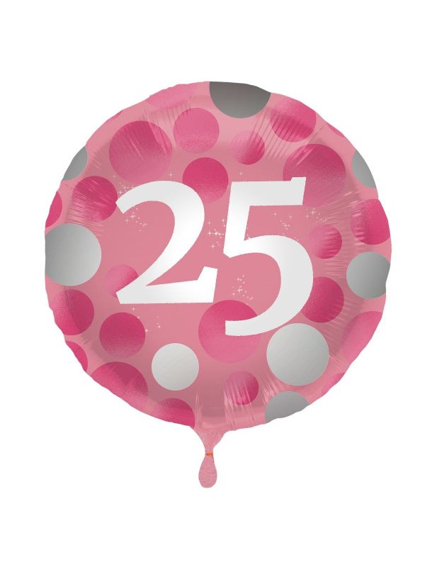 Folieballon glossy 25 happy birthday roze