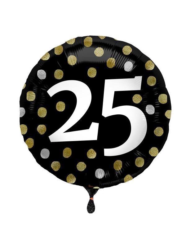 Folieballon glossy 25 happy birthday zwart