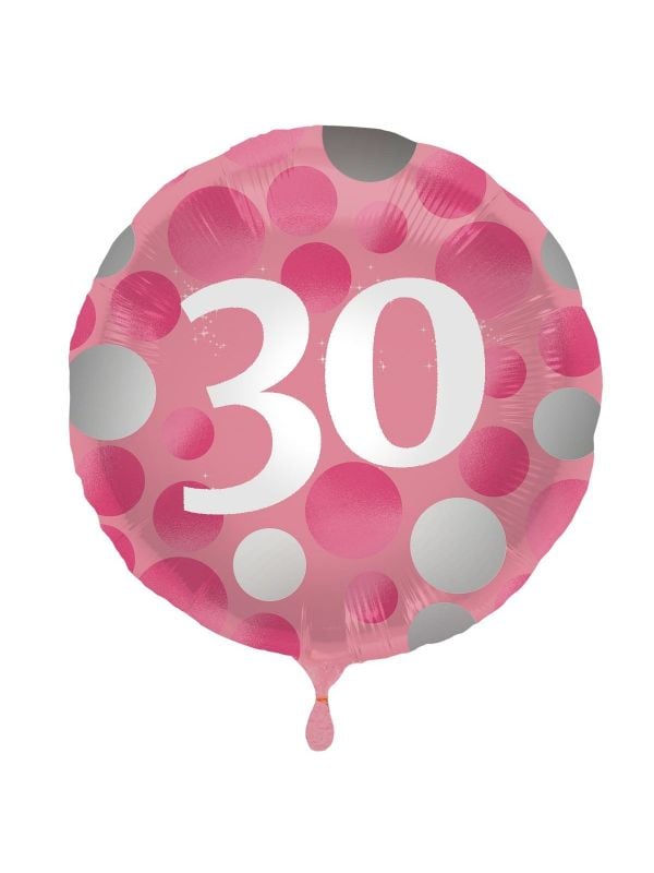 Folieballon glossy 30 happy birthday roze