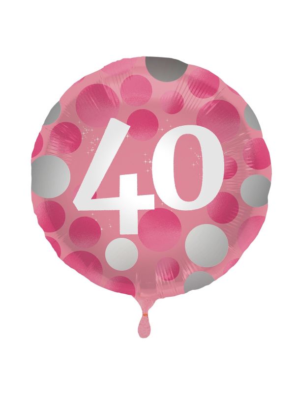 Folieballon glossy 40 happy birthday roze