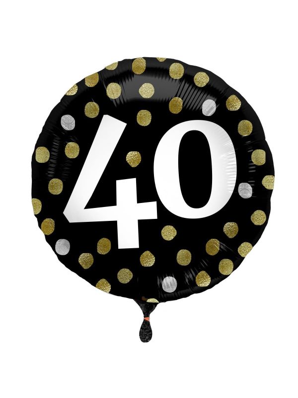 Folieballon glossy 40 happy birthday zwart