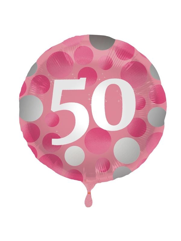 Folieballon glossy 50 happy birthday roze