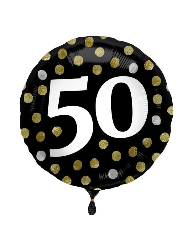 Folieballon glossy 50 happy birthday zwart