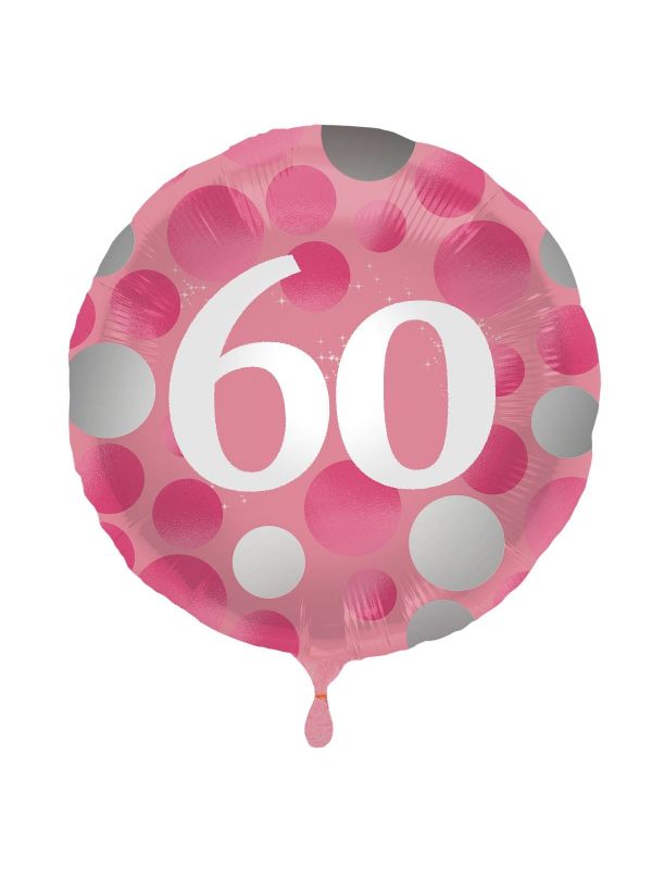 Folieballon glossy 60 happy birthday roze