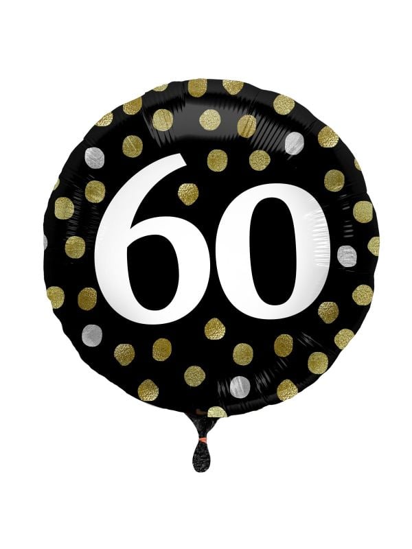 Folieballon glossy 60 happy birthday zwart