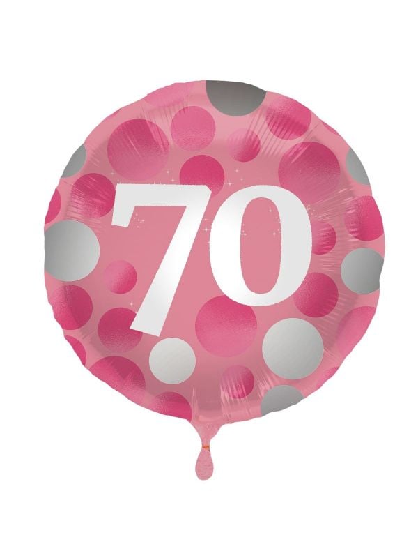 Folieballon glossy 70 happy birthday roze