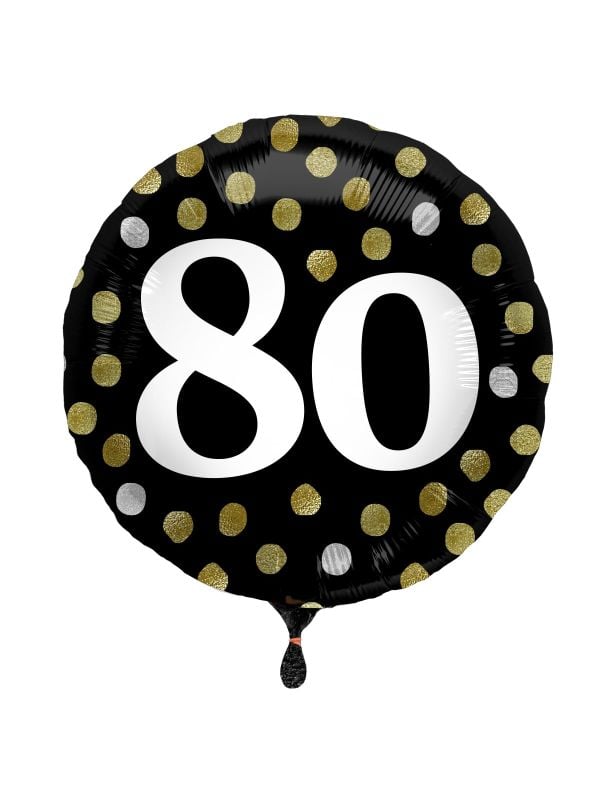 Folieballon glossy 80 happy birthday zwart