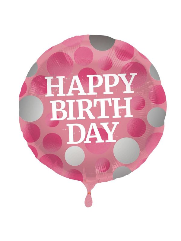 Folieballon glossy happy birthday roze