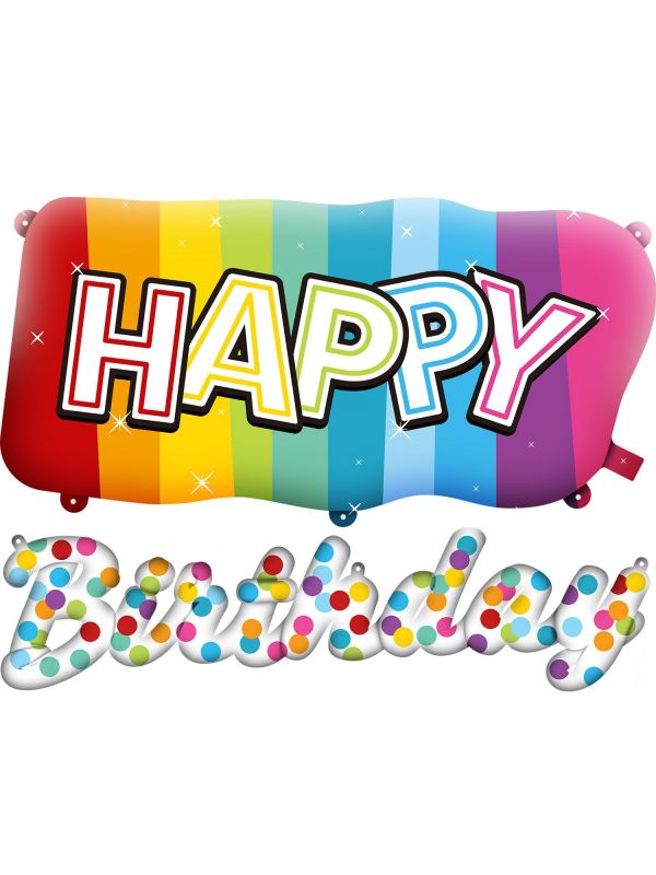 Folieballon happy birthday rainbow 2 stuks