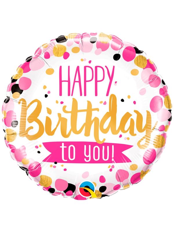 Folieballon happy birthday roze main product photo