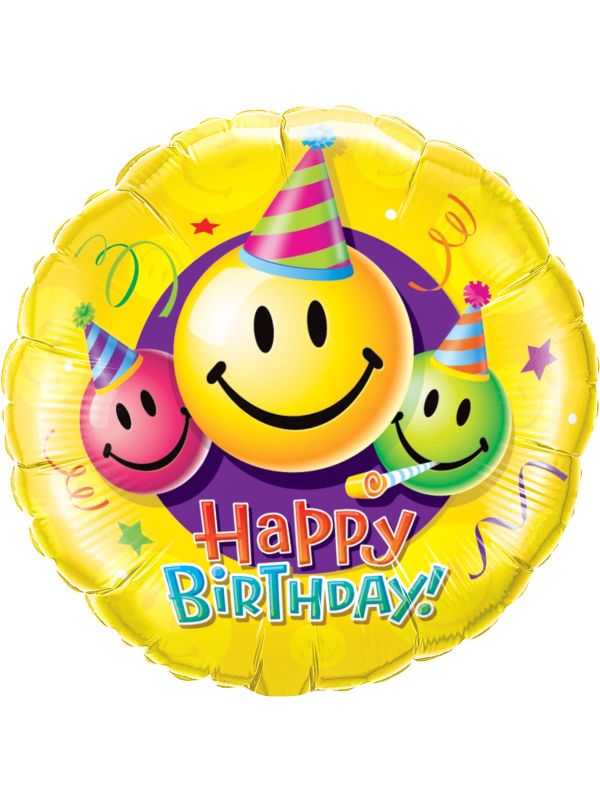 Folieballon happy birthday smileys