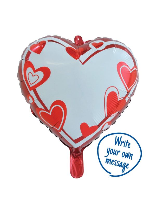 Folieballon hartvorm beschrijfbaar valentijn