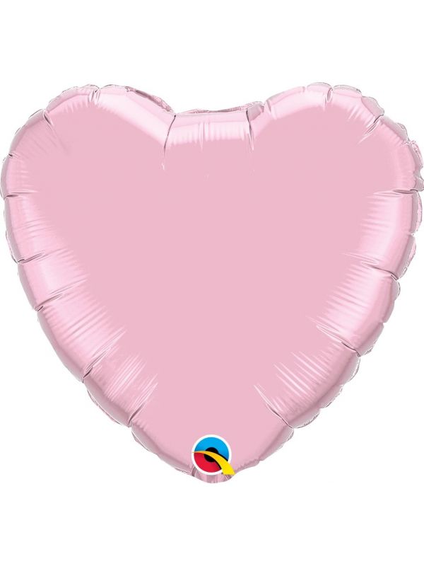 Folieballon hartvorm lichtroze parelmoer