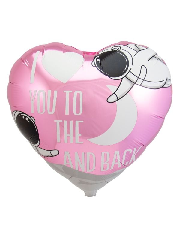 Folieballon hartvorm love you to the moon roze