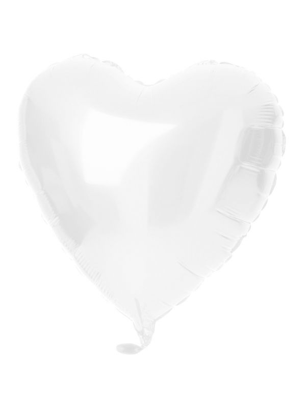 Folieballon hartvorm metallic wit