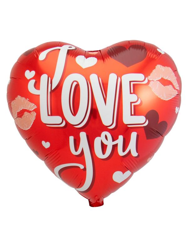 Folieballon hartvorm rood i love you