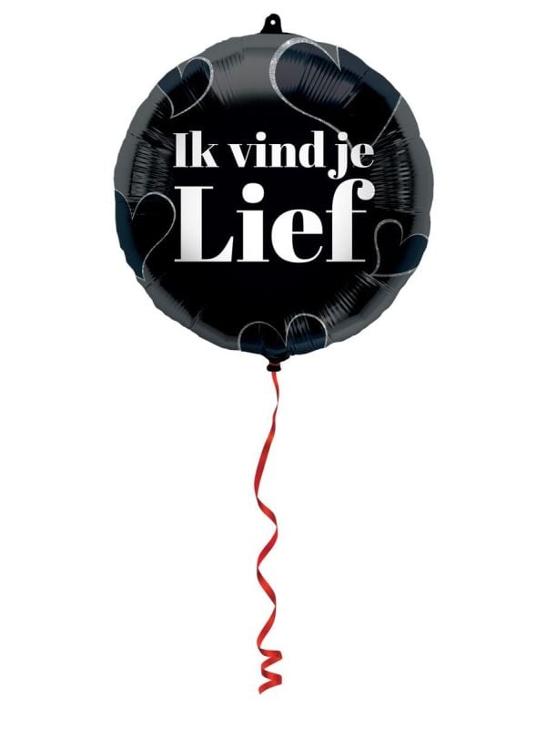 Folieballon ik vind je lief zwart