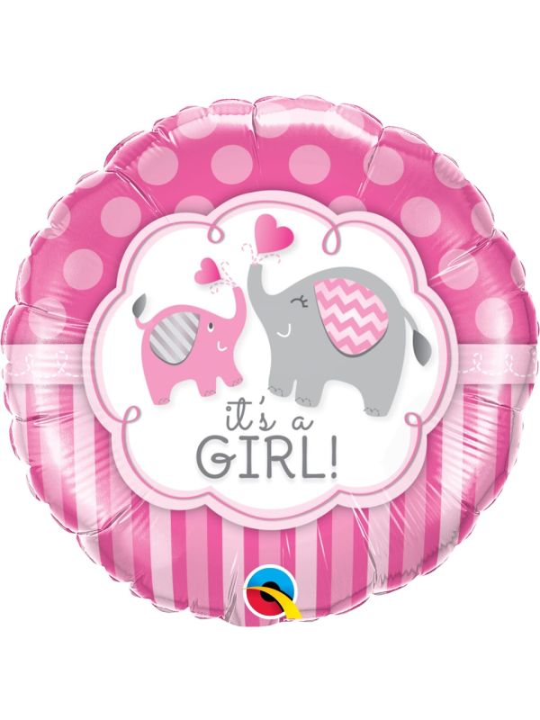 Folieballon its a girl olifantje main product photo