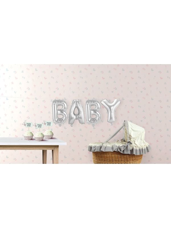 Folieballon letters baby zilver