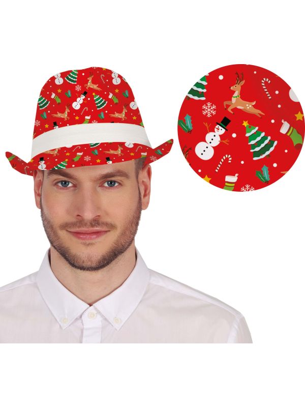 Foute kerst gangster hoed rood