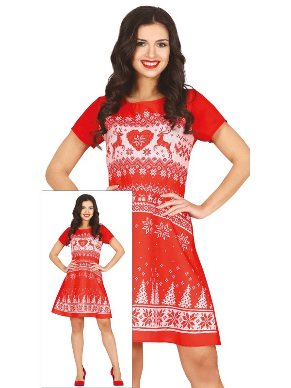 Foute kerstjurk dames rood gehaakt main product photo
