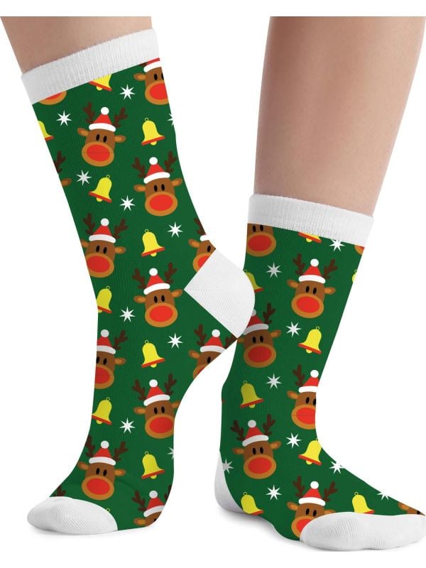 Foute kerstsokken kind rudolph groen