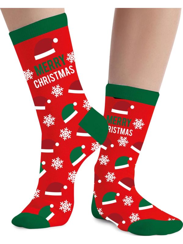 Foute kerstsokken merry christmas rood main product photo