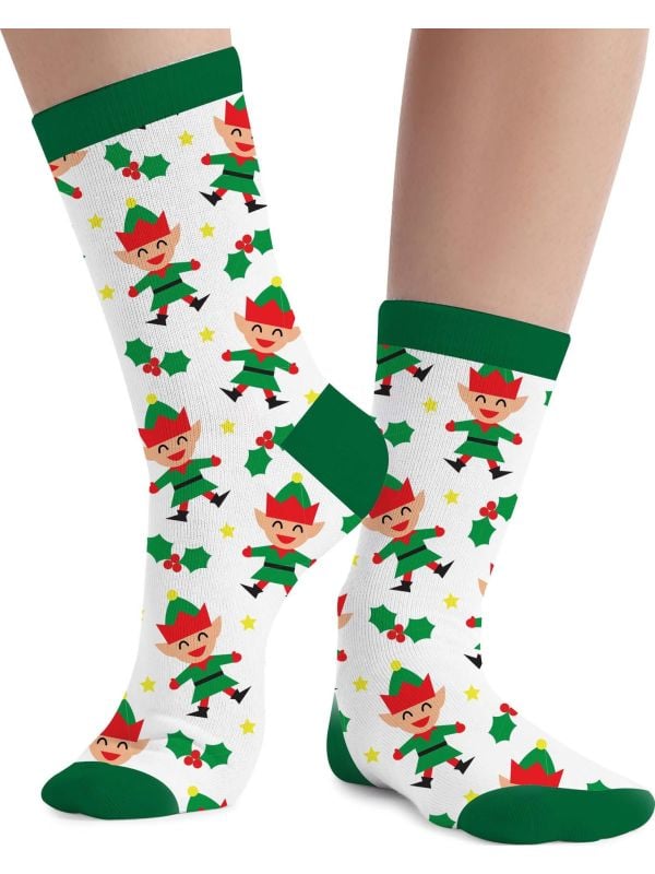 Foute kerstsokken santa helper wit