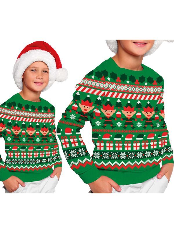 Foute kersttrui feestelijke elfjes kind main product photo