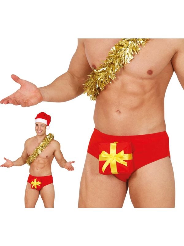 Foute rode kerstcadeau grappige onderbroek