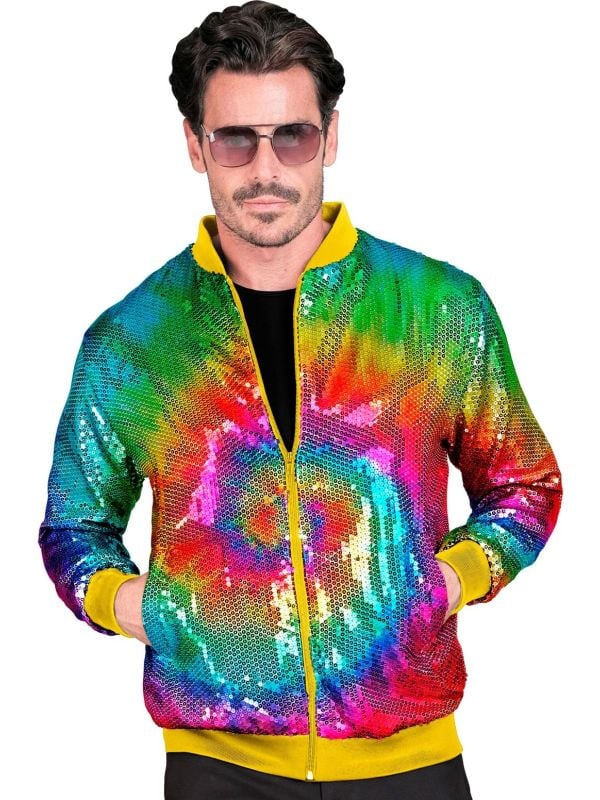 Foute trainingsjas tie dye pailletten