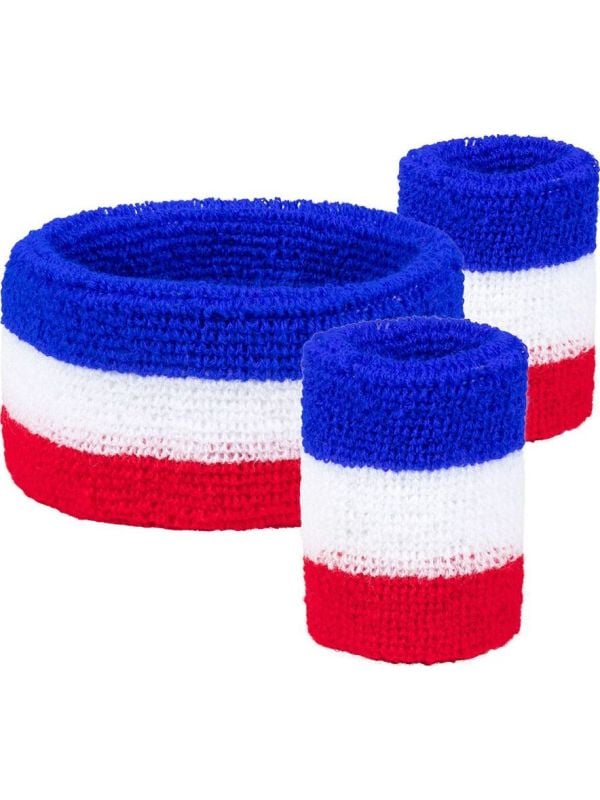 Franse vlag zweetbandjes set