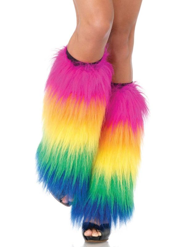 Furry regenboog beenwarmers main product photo